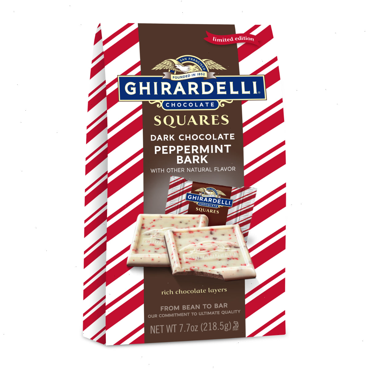 Peppermint Bark &amp; Dark Chocolate SQUARES Large Gift Bags (Case of 12)